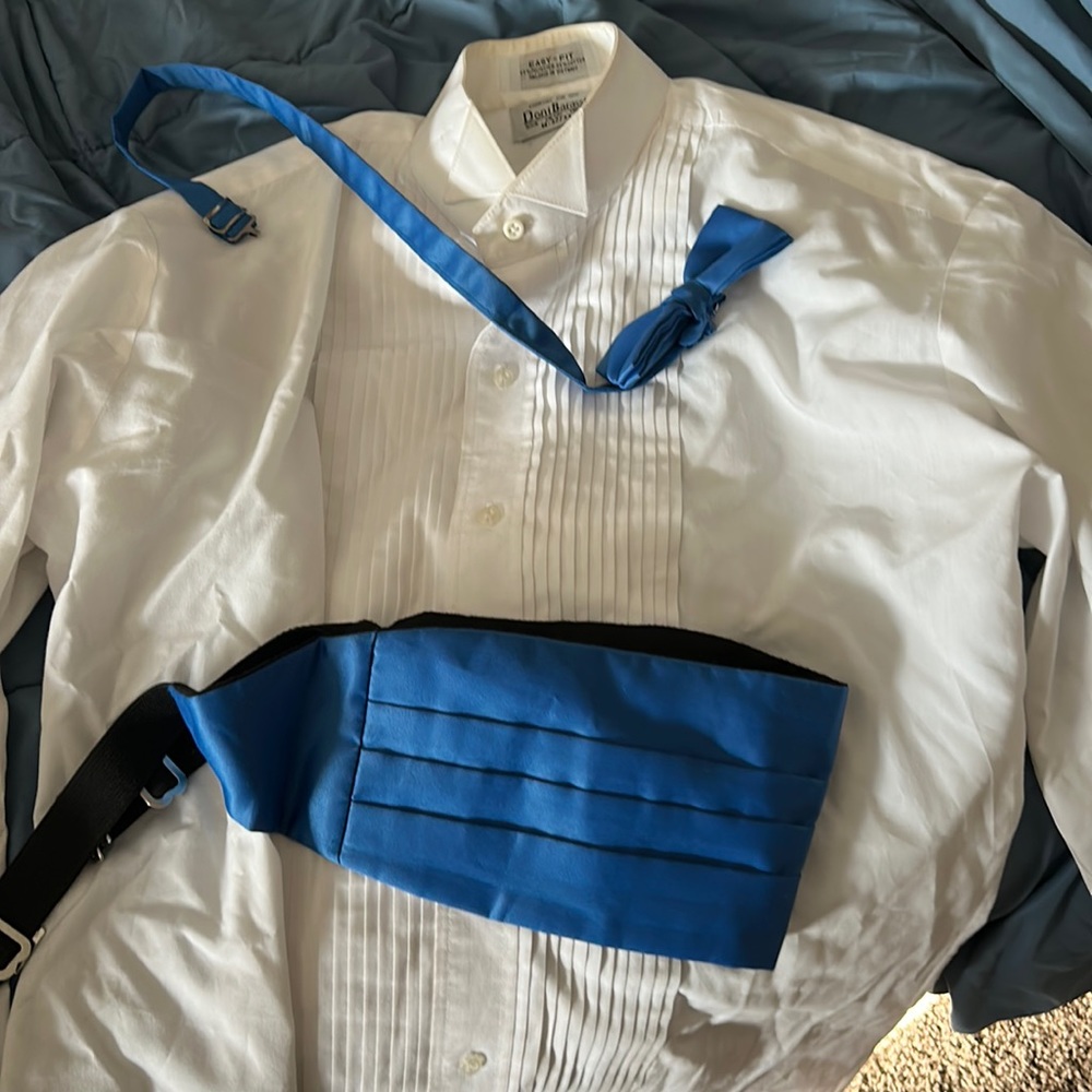 White button up shirt with tie and tie and bottom piece
